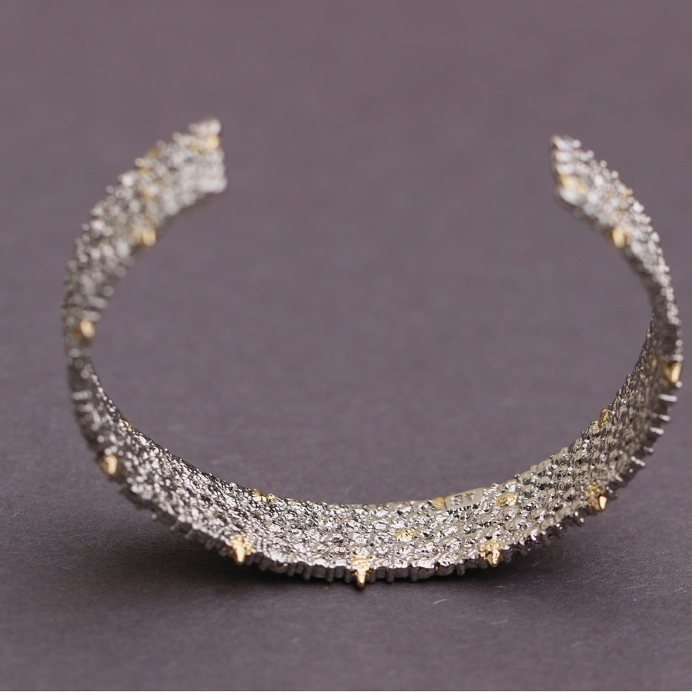 Alexis Bittar Silver Pavé Crystal Lace Thorny Cuff Small Cuff Bracelet - Picture 9 of 10